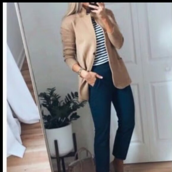 J. CREW SCHOOL BOY SWEATER BLAZER HEATHER ACORN $130 TAN KHAKI M - Picture 3 of 8